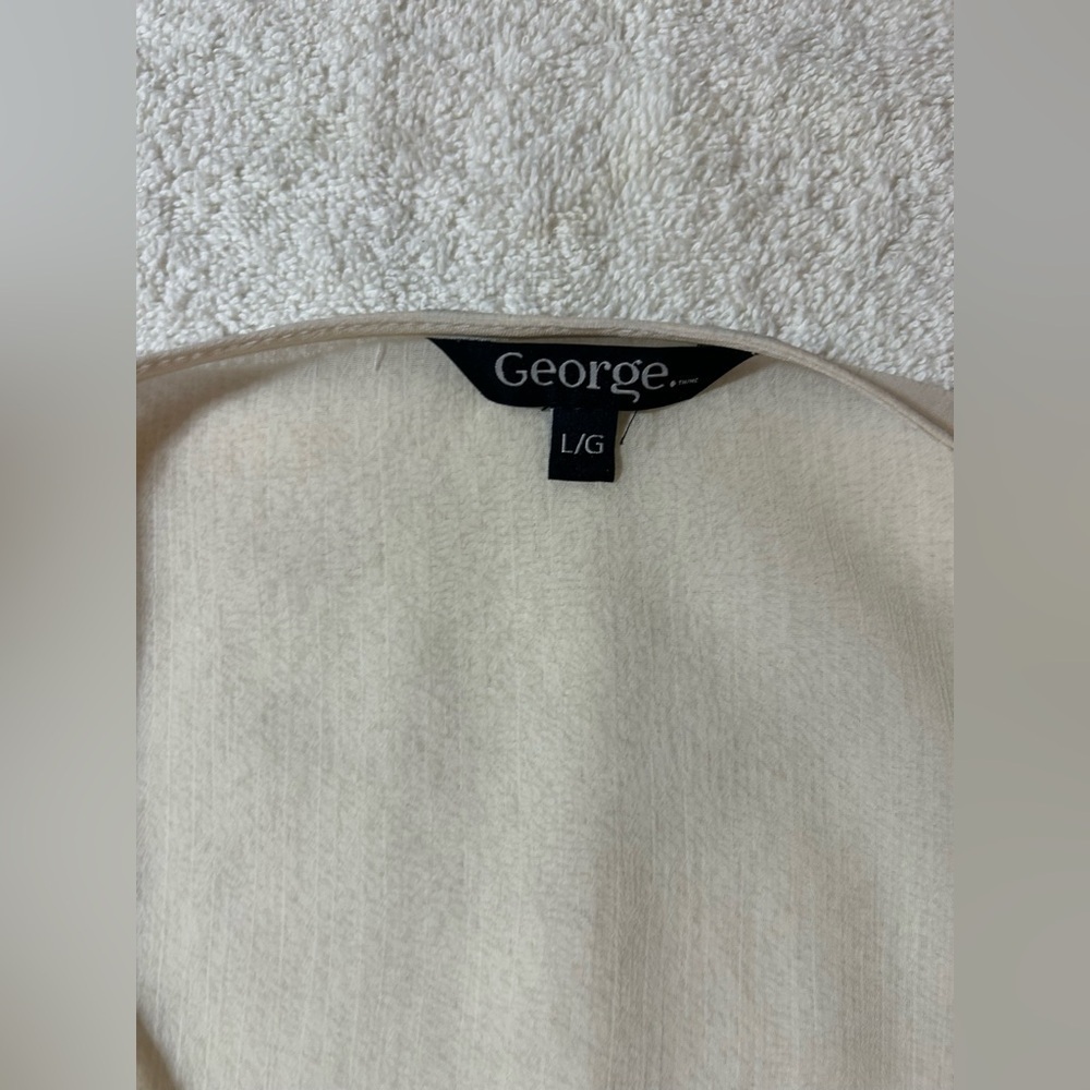 George Cream Ruffled Blouse Coverup with Long Sleeves - Picture 5 of 5